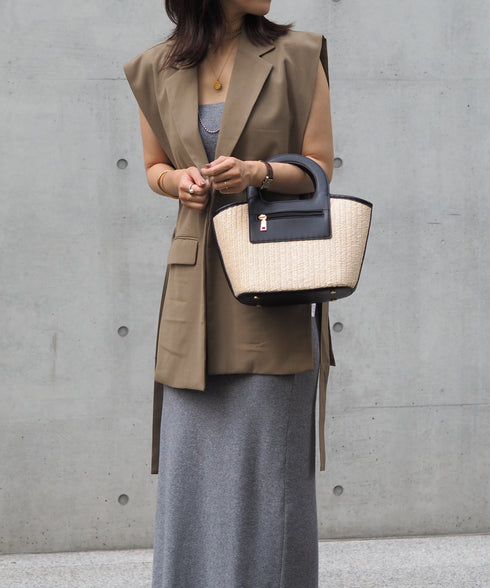 エコレザーかごハンドバッグ 12-1093